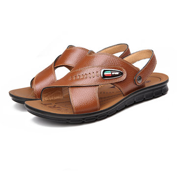 Sandales casual été plage en plein air chaussures en cuir pantoufle de nouveaux hommes